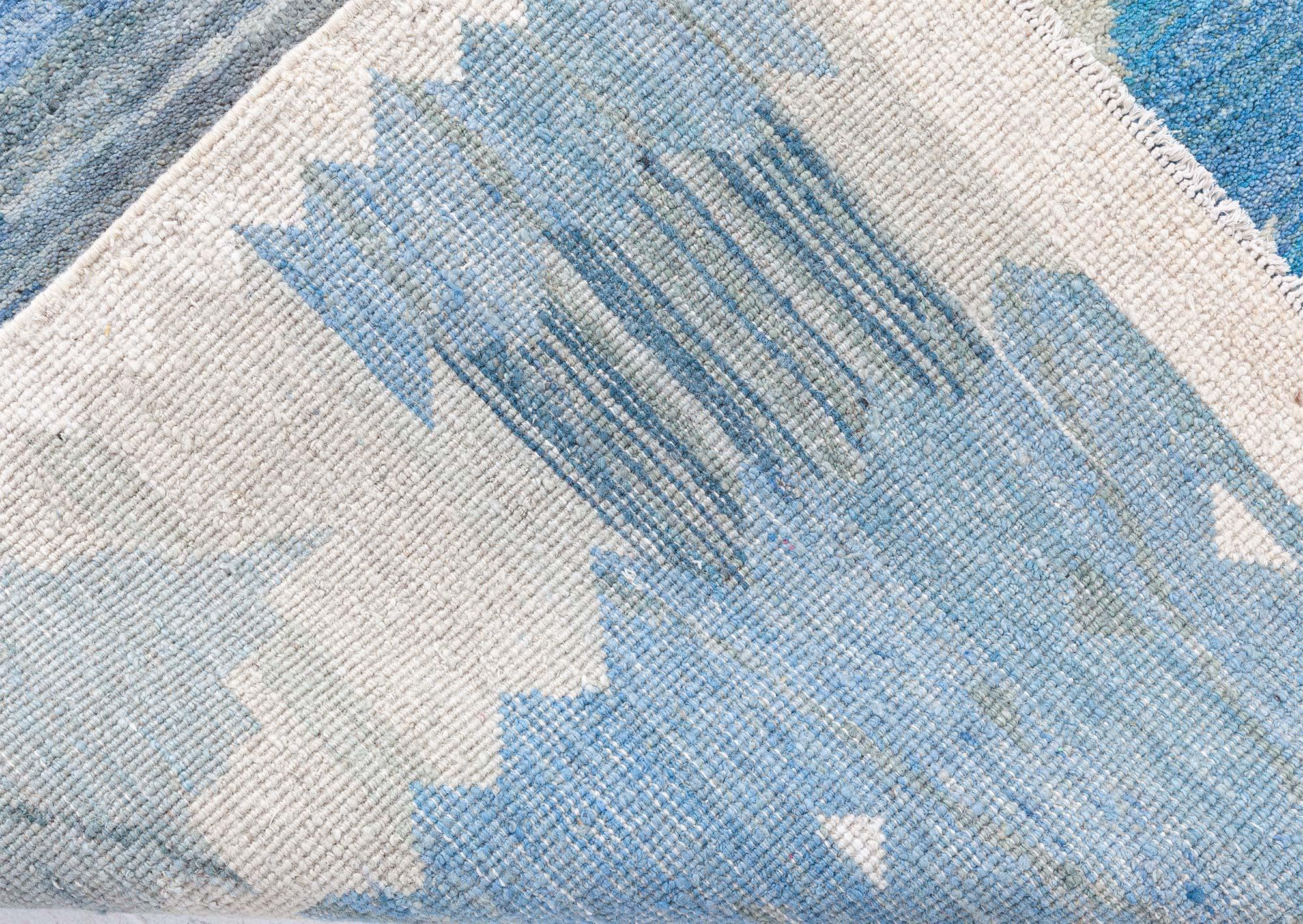 Tapis moderne en laine bleue à poils suédois par Doris Leslie Blau en vente 2