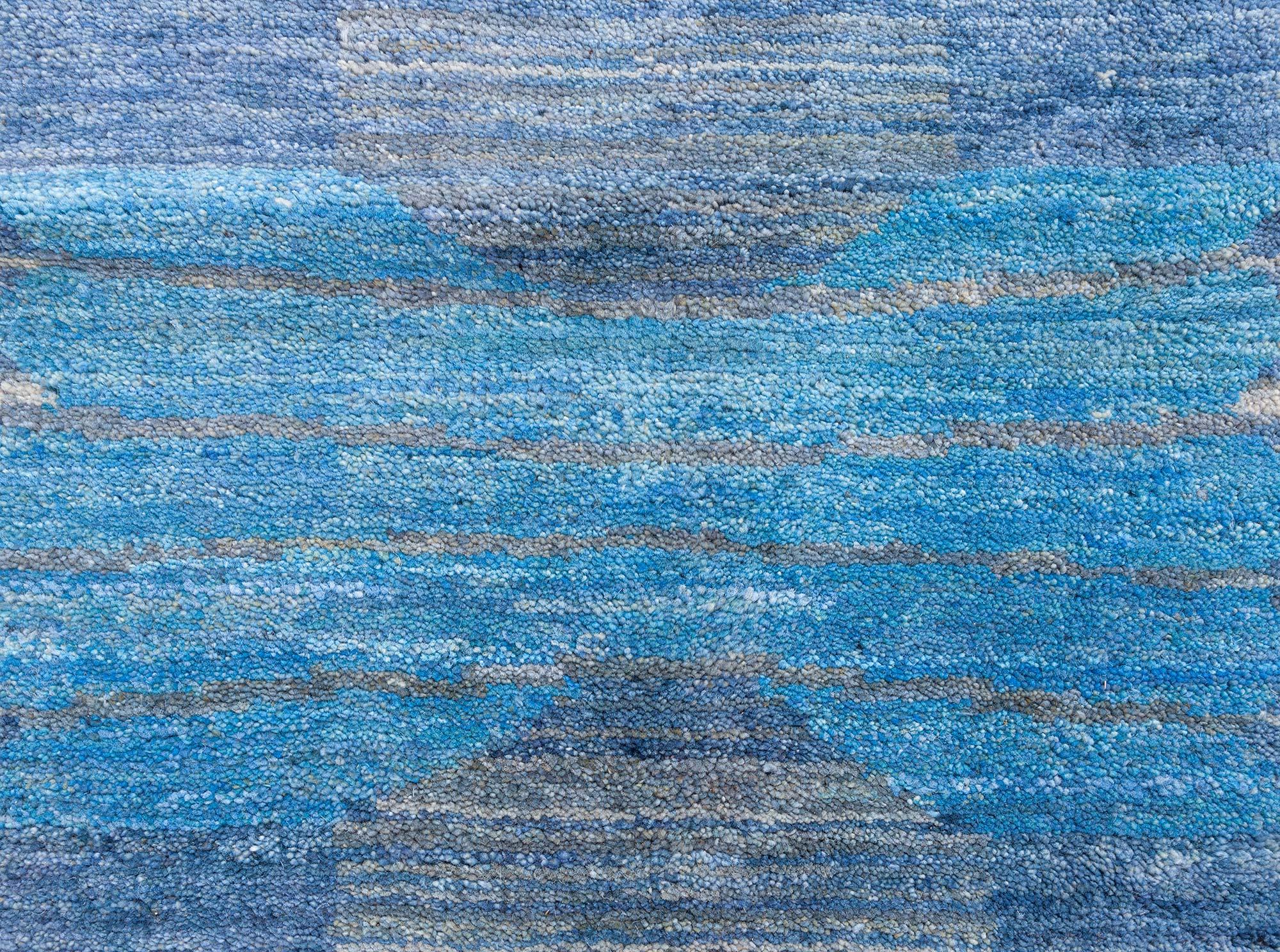 Modern Swedish Pile Rug in Blue Tones by Doris Leslie Blau In New Condition For Sale In New York, NY