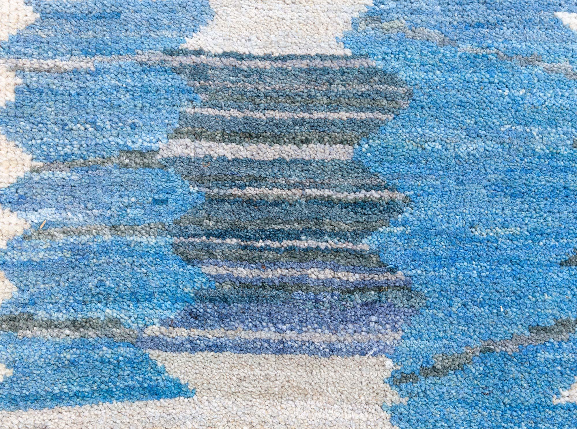 Contemporary Modern Swedish Pile Rug in Blue Tones by Doris Leslie Blau For Sale