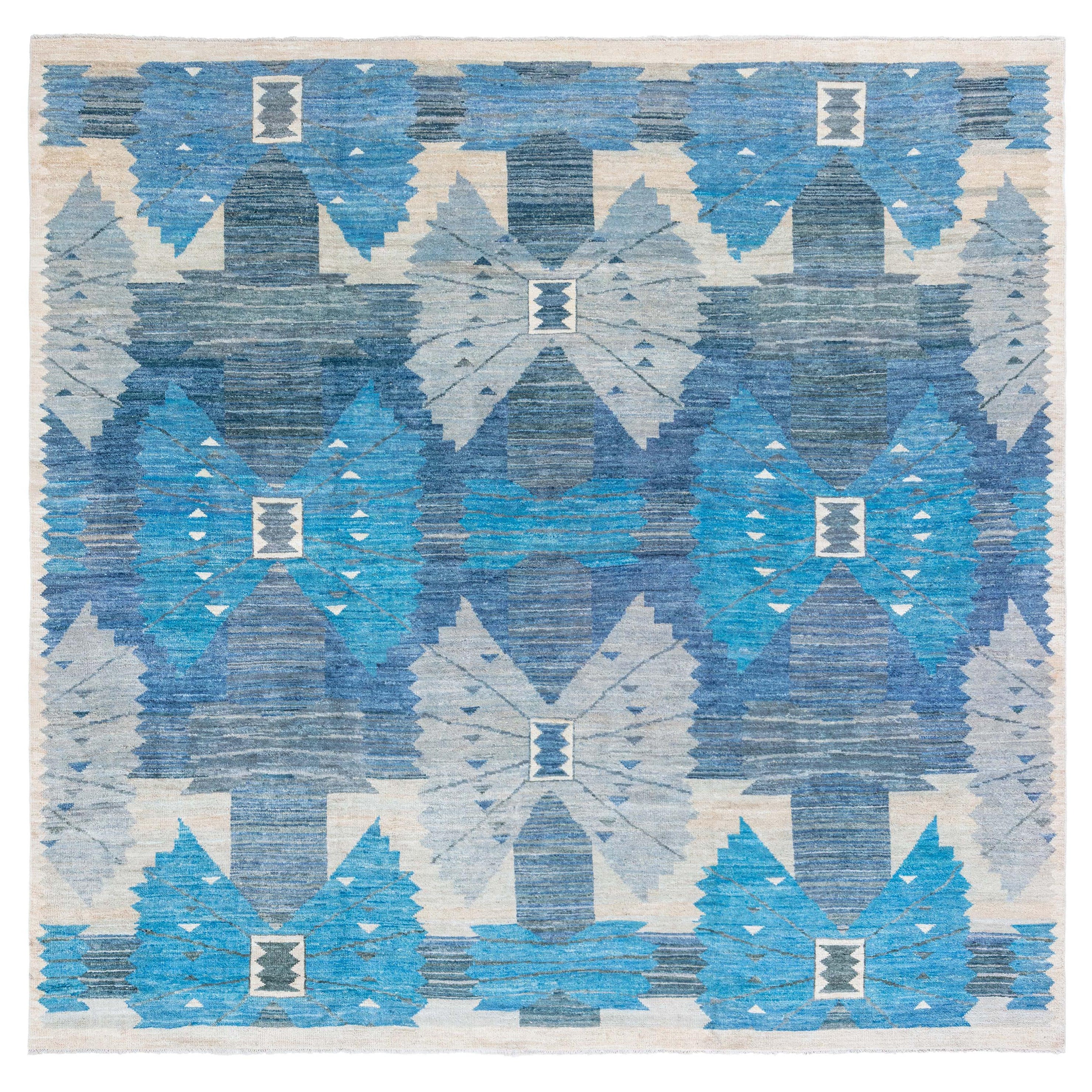 Modern Swedish Pile Rug in Blue Tones by Doris Leslie Blau For Sale