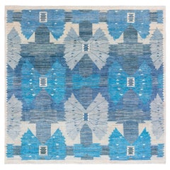 Tappeto moderno a pelo svedese nei toni del blu di Doris Leslie Blau