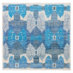 Modern Swedish Pile Rug in Blue Tones by Doris Leslie Blau