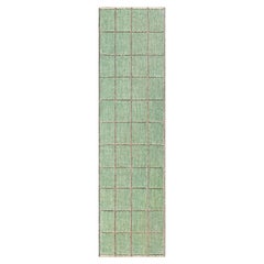 Modern Swedish Pile Runner with Geometric Grid Design by Doris Leslie Blau