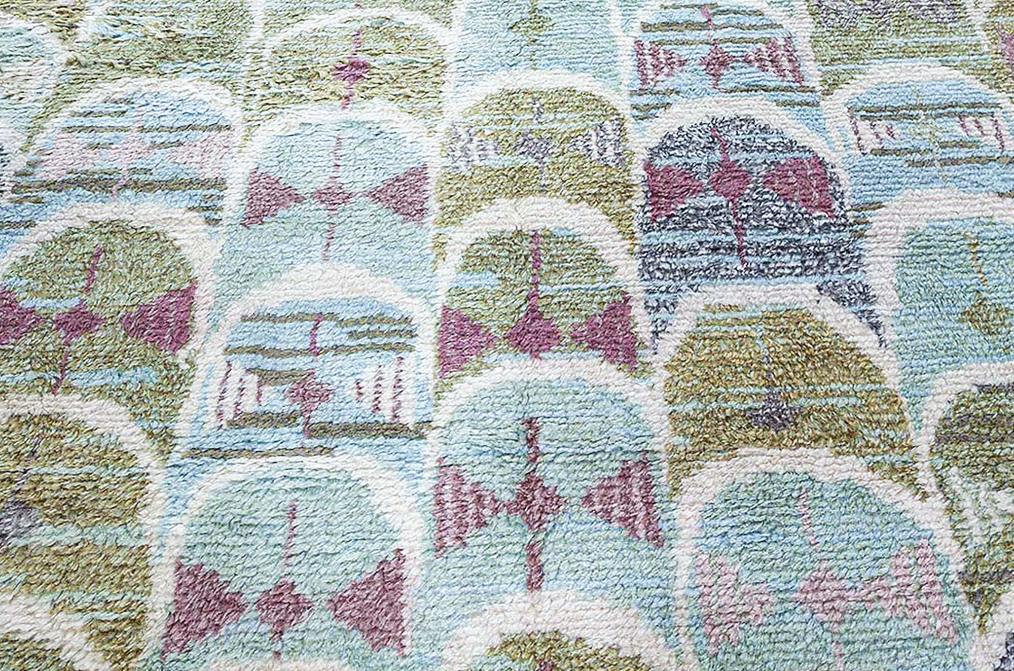 XXI secolo e contemporaneo Tappeto moderno svedese Rya di Doris Leslie Blau in vendita