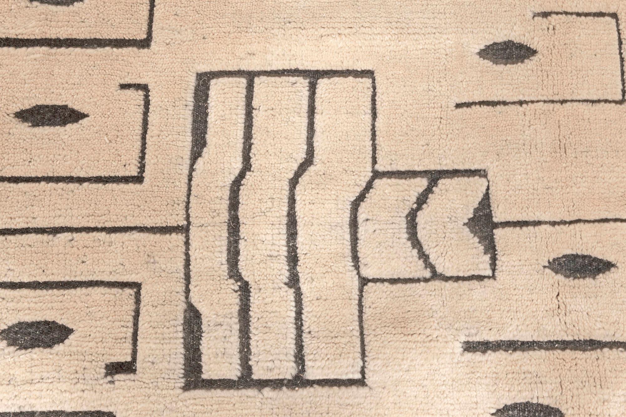 Indian Modern Swedish Skvattram Style High-Low Wool Rug by Doris Leslie Blau For Sale
