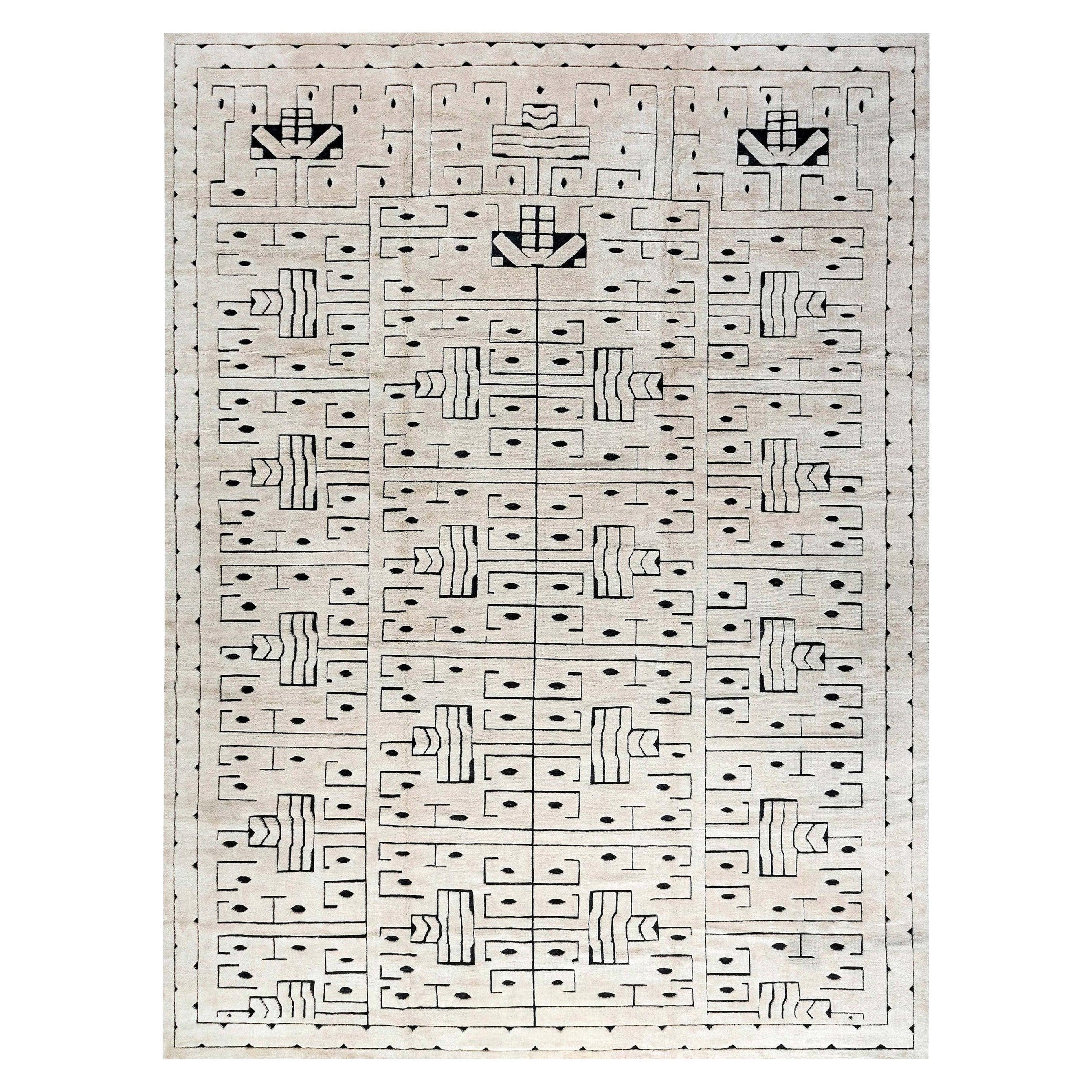 Moderner schwedischer Wollteppich im Skvattram-Stil von Doris Leslie Blau im Angebot