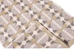 Modern Swedish Style Beige Handmade Geometric Wool Runner