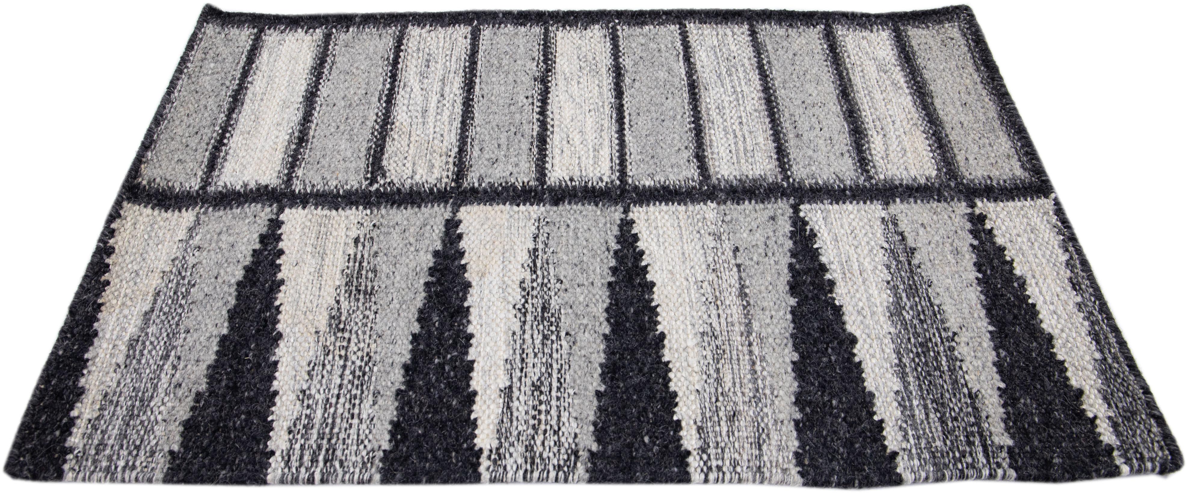 Apadana's Modern Swedish Style wool custom rug. Custom sizes and colors made-to-order.

Material: Wool.
Techniques: Hand-Woven.
Style: Modern Swedish.
Lead time: Approx. 15-16 weeks available.
Colors: As shown, other custom colors are