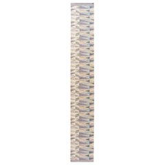 Runner in lana astratto geometrico multicolore fatto a mano in stile svedese moderno