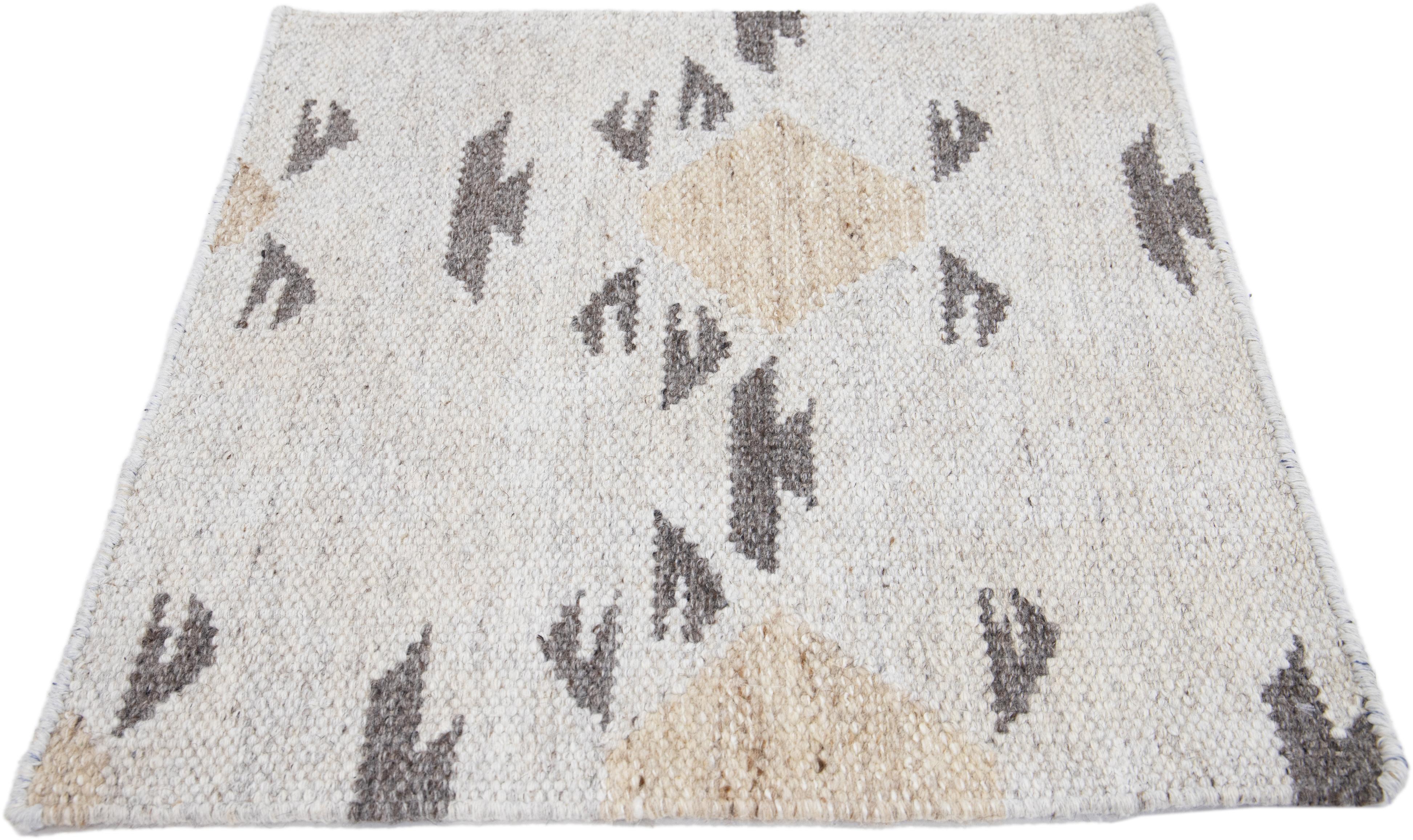 Apadana's Modern Swedish Style Handwoven wool custom rug. Custom sizes and colors made-to-order. 

Material: Wool 
Techniques: Hand-Woven
Style: Swedish
Lead time: Approx. 15-16 wks available 
Colors: As shown, other custom colors are