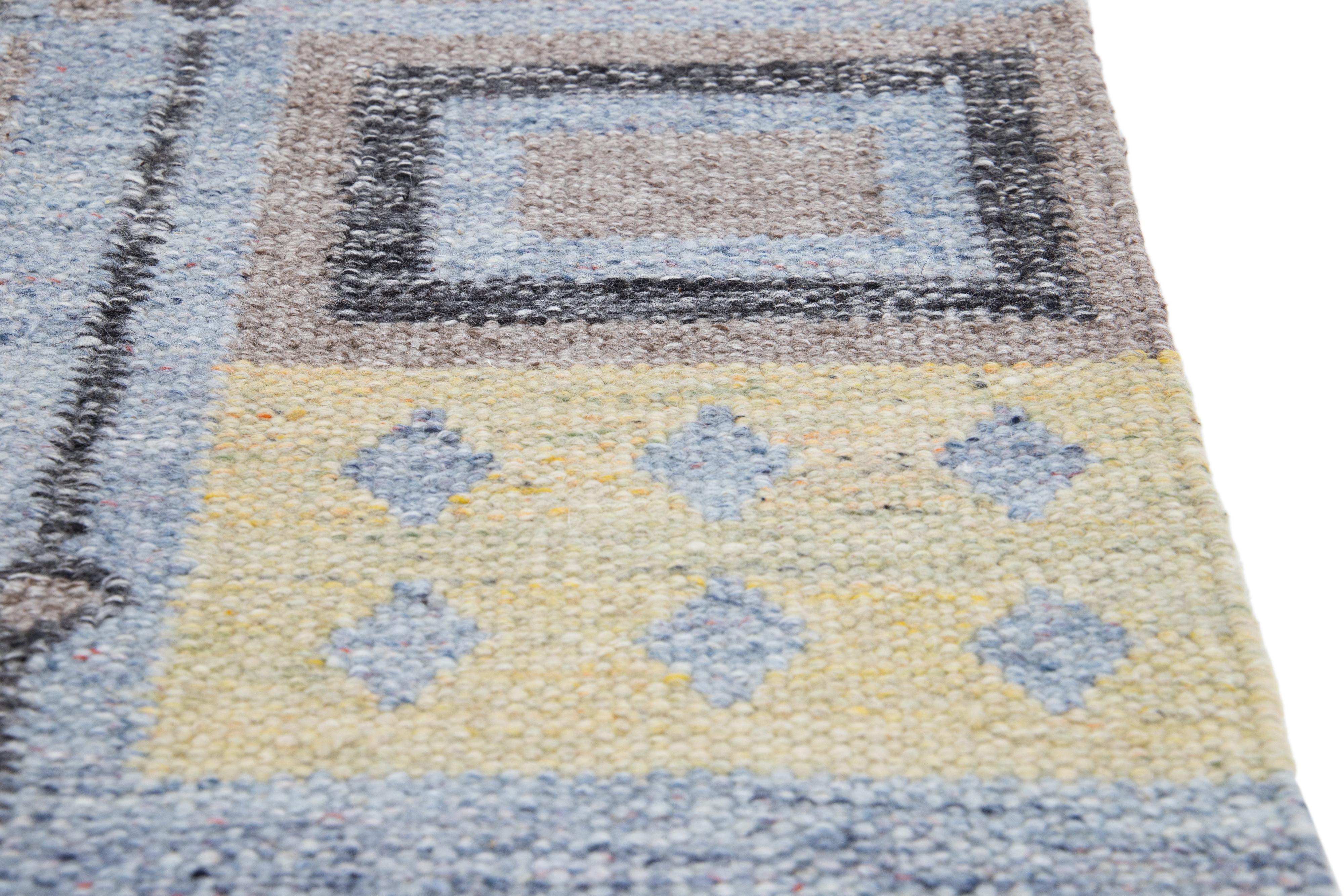 Apadana's Modern Swedish Style Handwoven wool custom rug. Custom sizes and colors made-to-order. 

Material: Wool 
Techniques: Hand-Woven
Style: Swedish 
Lead time: Approx. 15-16 wks available 
Colors: As shown, other custom colors are