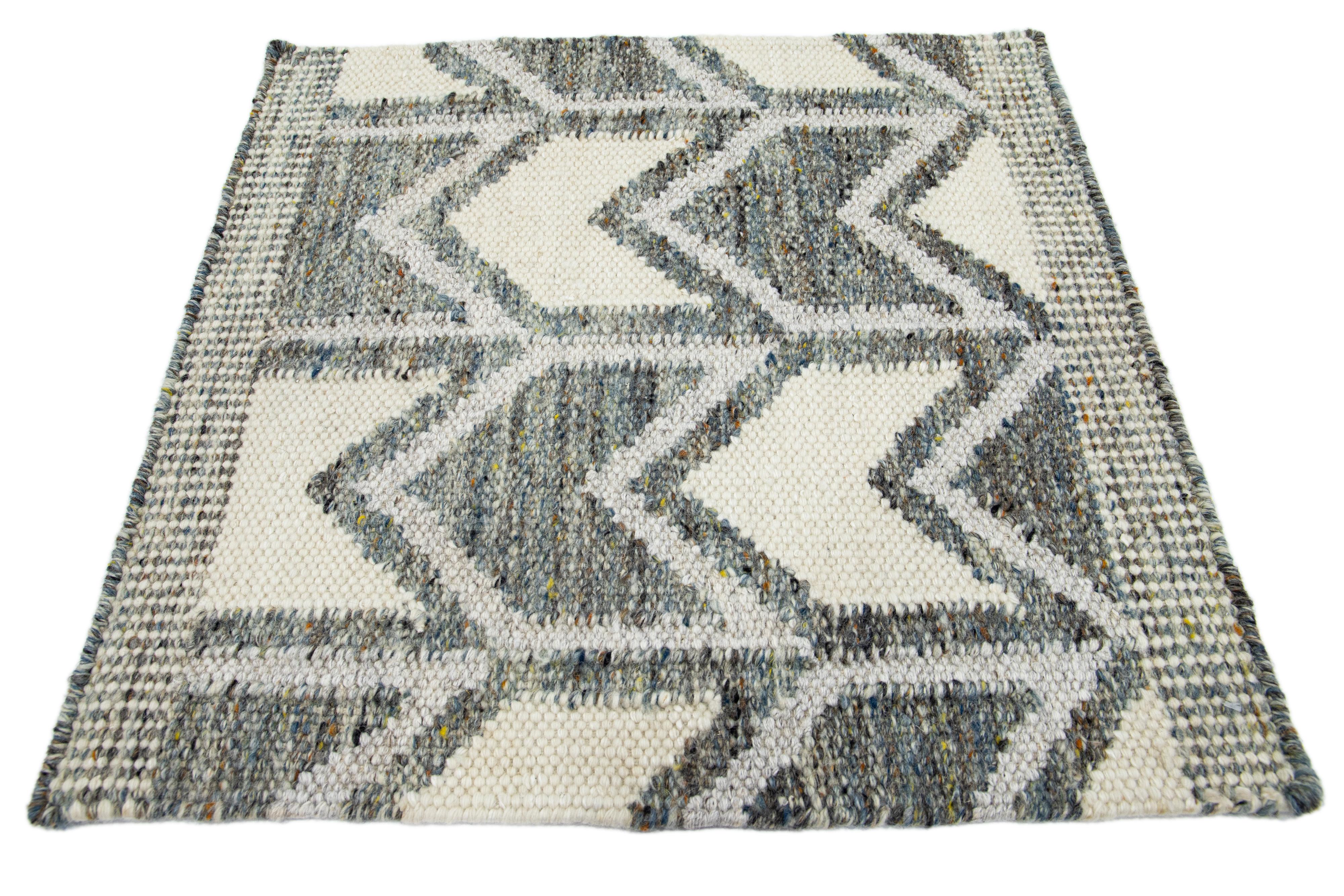Apadana's Modern Swedish style Handwoven wool custom rug. Custom sizes and colors made-to-order. 

Material: Wool 
Techniques: Hand-Woven
Style: Swedish 
Lead time: Approx. 15-16 wks available 
Colors: As shown, other custom colors are