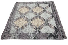 Modern Swedish Style Handwoven Grey Geometric Custom Wool Rug