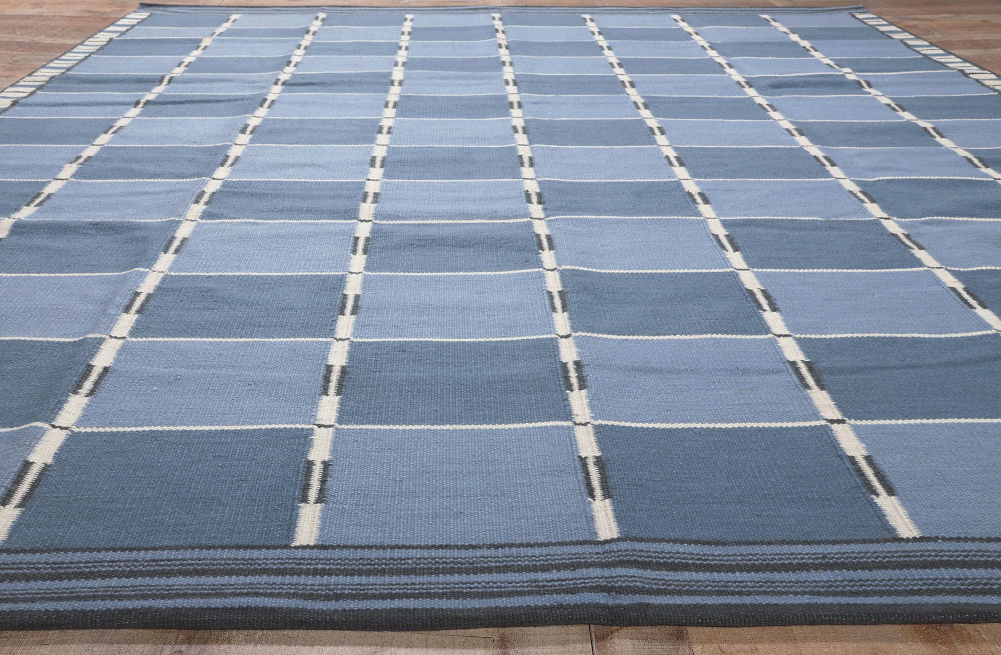 Neu Skandinavisch Blau Schwedisch Inspiriert Kilim Röllakan, 10'02 x 12'10 im Angebot 2