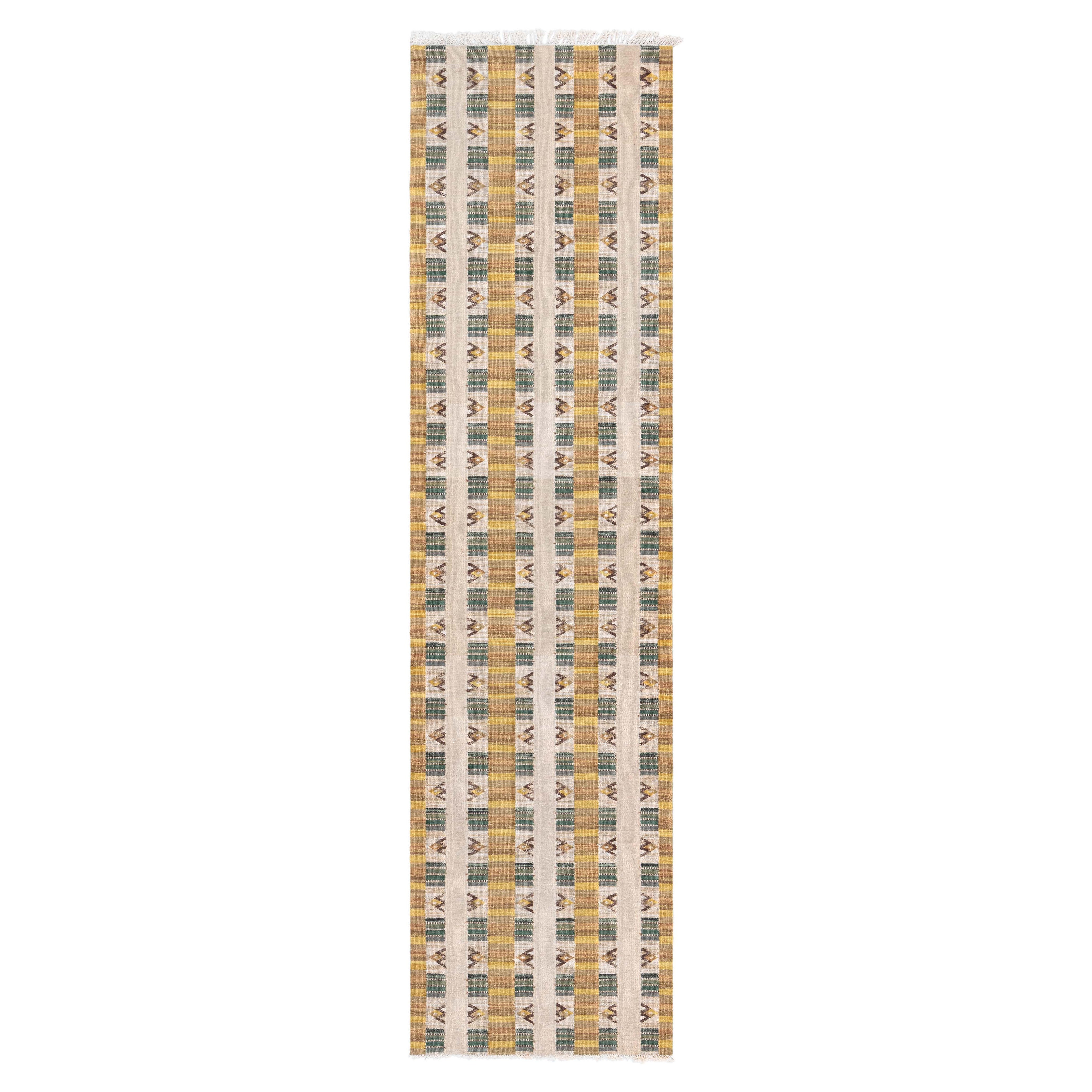 Modern Swedish Wool Runner by Doris Leslie Blau For Sale