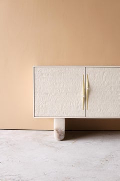 Modern Swell Credenza in Bleached Maple and Alabaster by Swell Studio