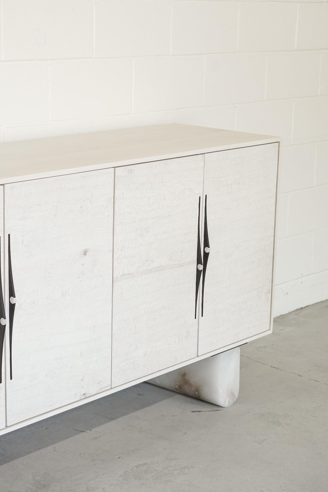 Contemporary Modern Swell Sideboard in Bleached Maple and Alabaster by Swell Studio For Sale