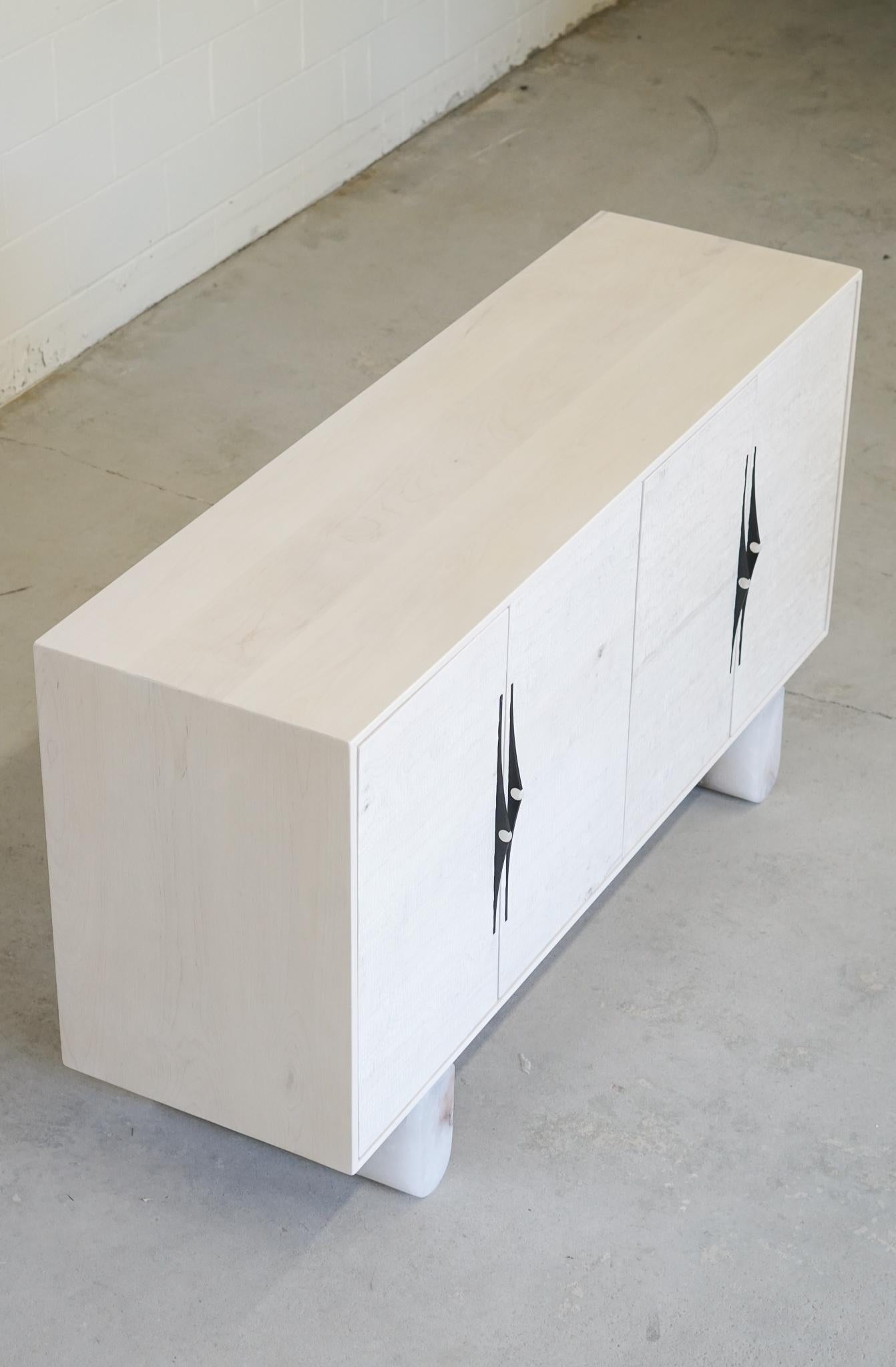 Modern Swell Sideboard in Bleached Maple and Alabaster by Swell Studio For Sale 1