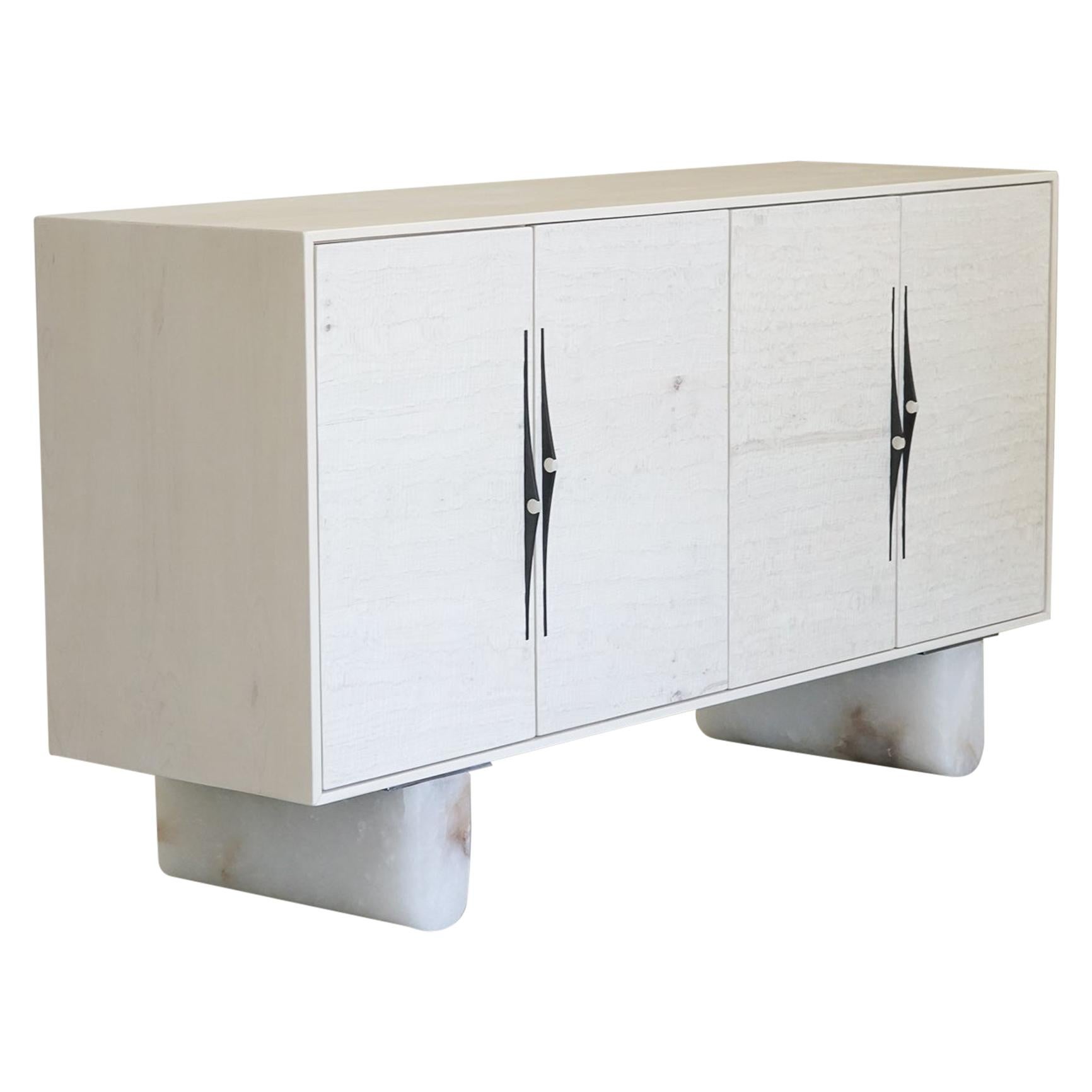 Modern Swell Sideboard in Bleached Maple and Alabaster by Swell Studio For Sale