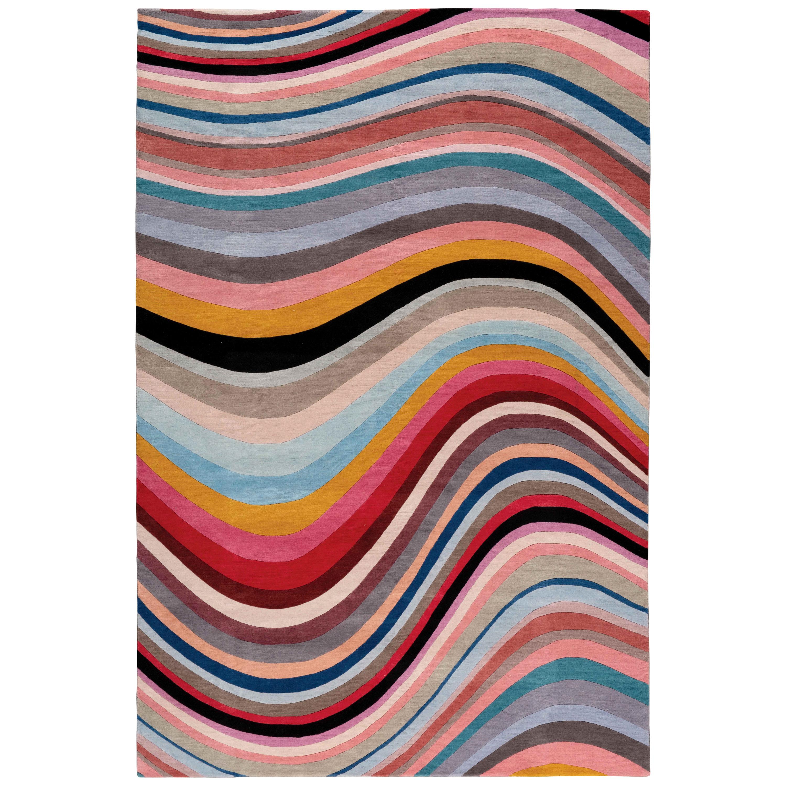 Modern Swirl Hand-knotted 10'x7' Rug in Wool by Paul Smith