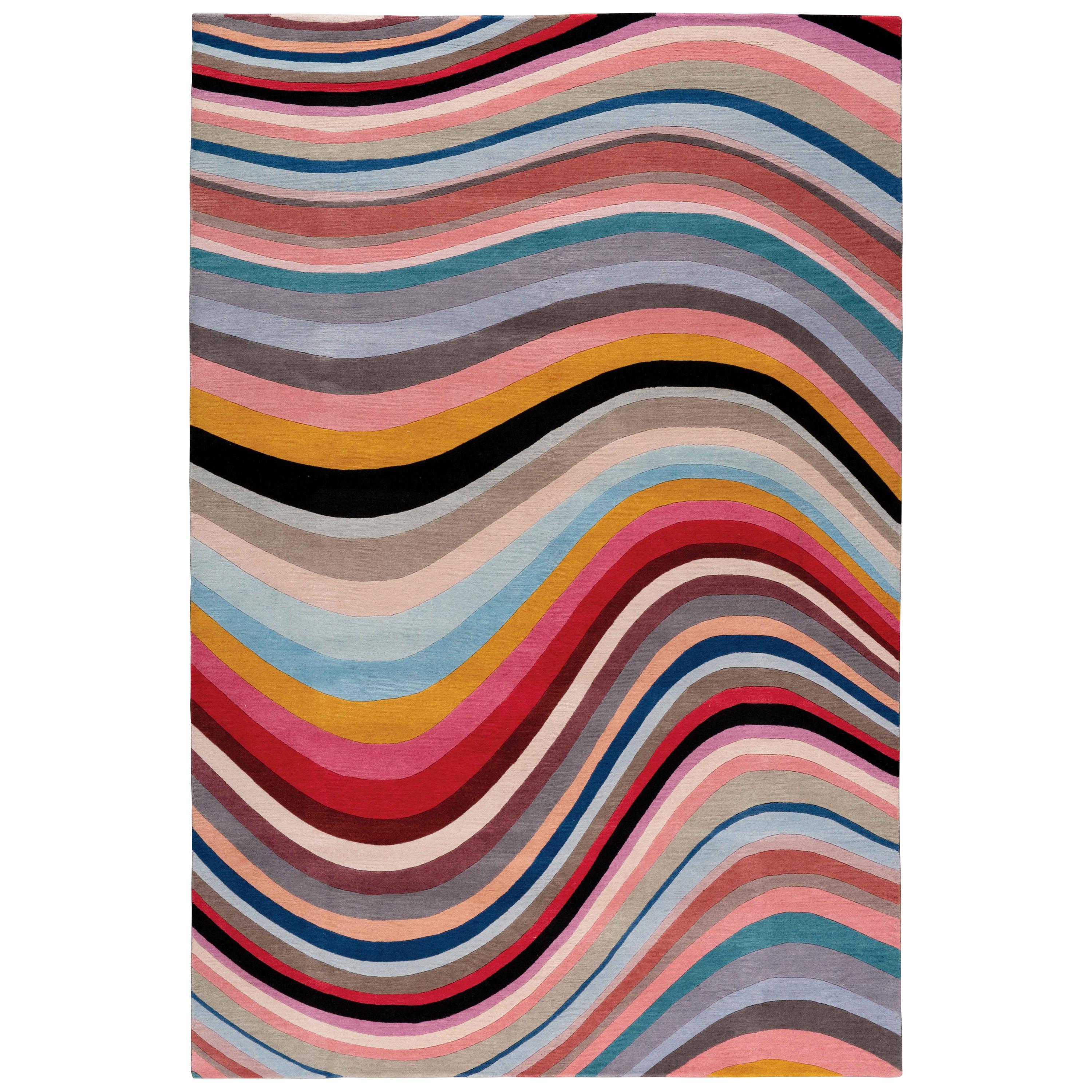 Modern Swirl Hand-knotted 12'x9' Rug In Wool By Paul Smith