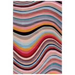 Modern Swirl Hand-knotted 14'x10' Rug in Wool by Paul Smith