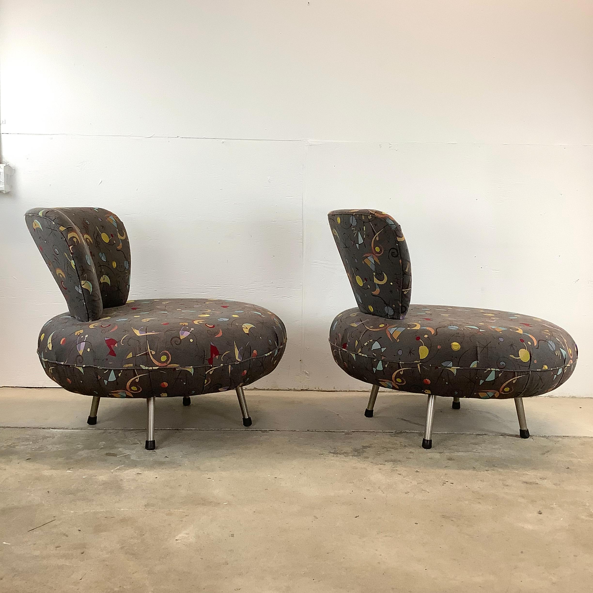 Mid-Century Modern Modern Swivel Disc Chairs With Ottoman-3 pc