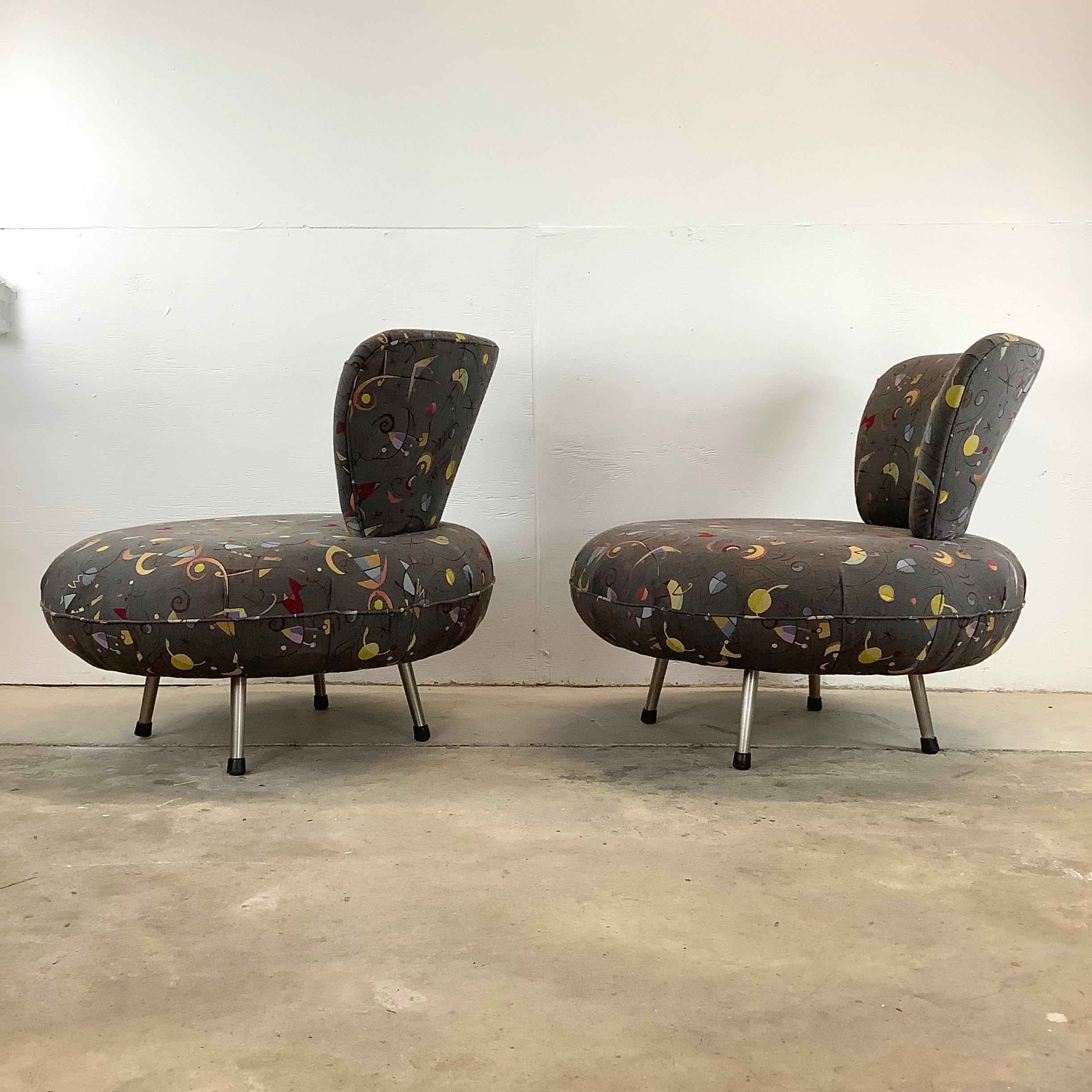 American Modern Swivel Disc Chairs With Ottoman-3 pc