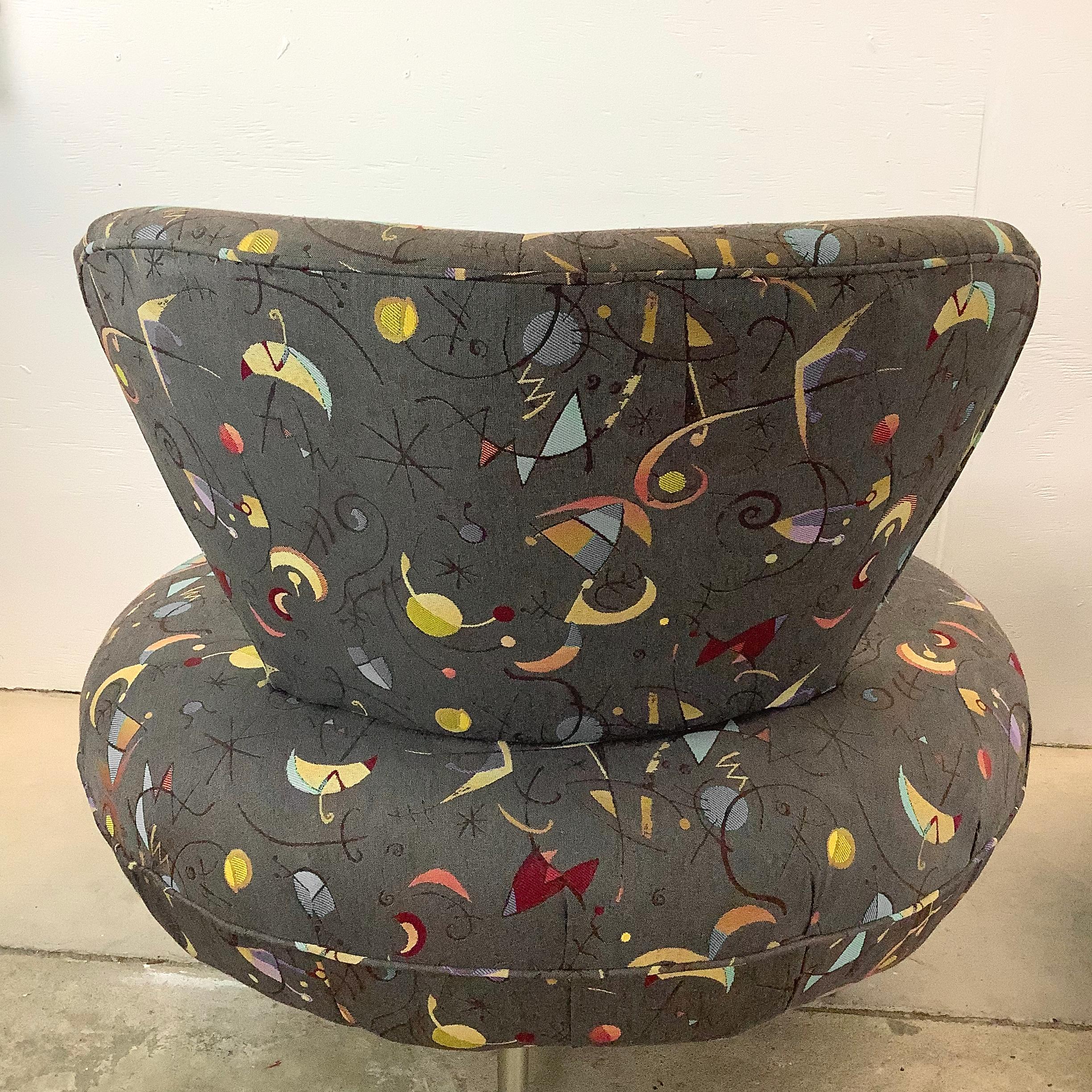 Contemporary Modern Swivel Disc Chairs With Ottoman-3 pc