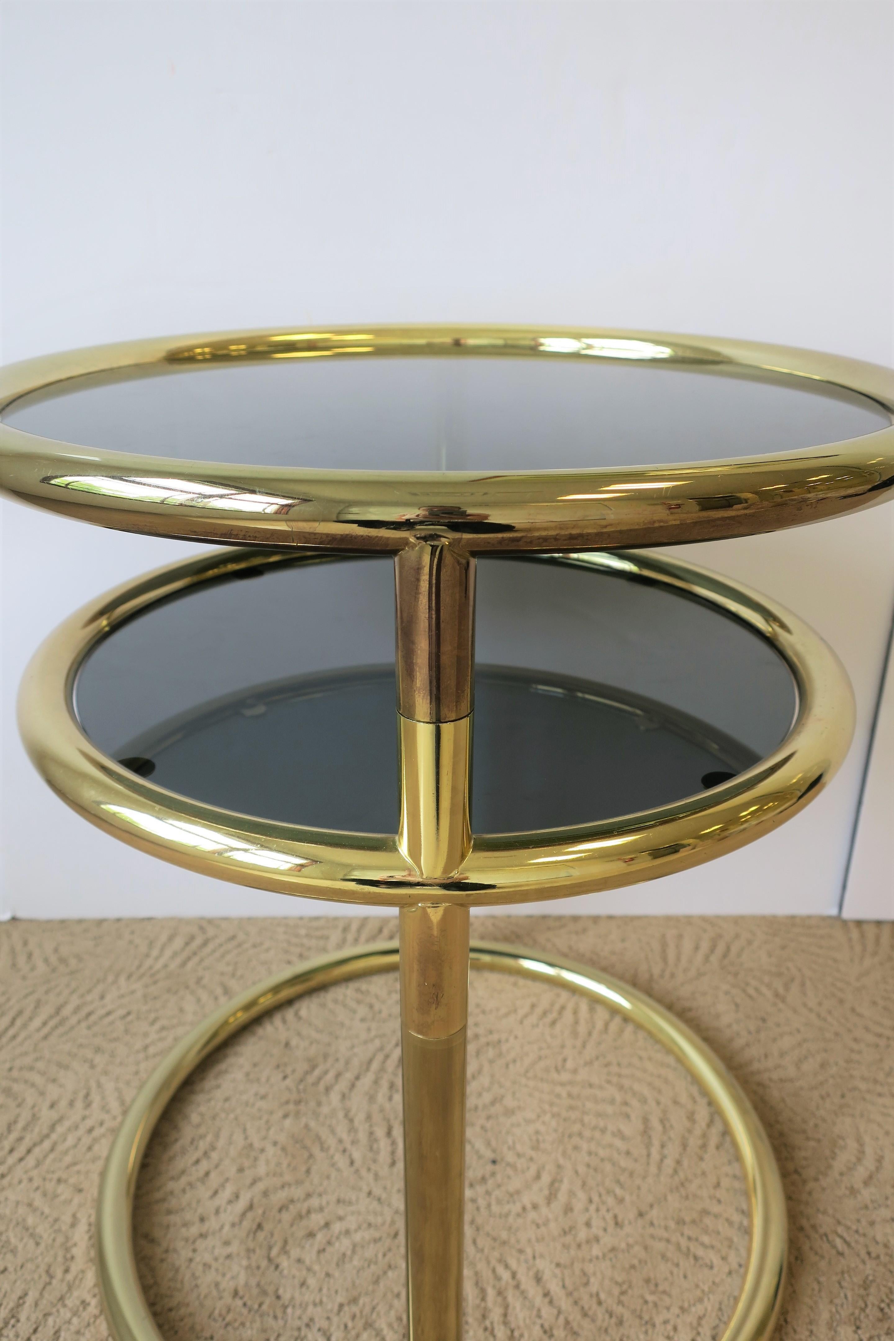 Modern Swivel Round Brass and Glass Side Table After Milo Baughman, ca. 1970s 6