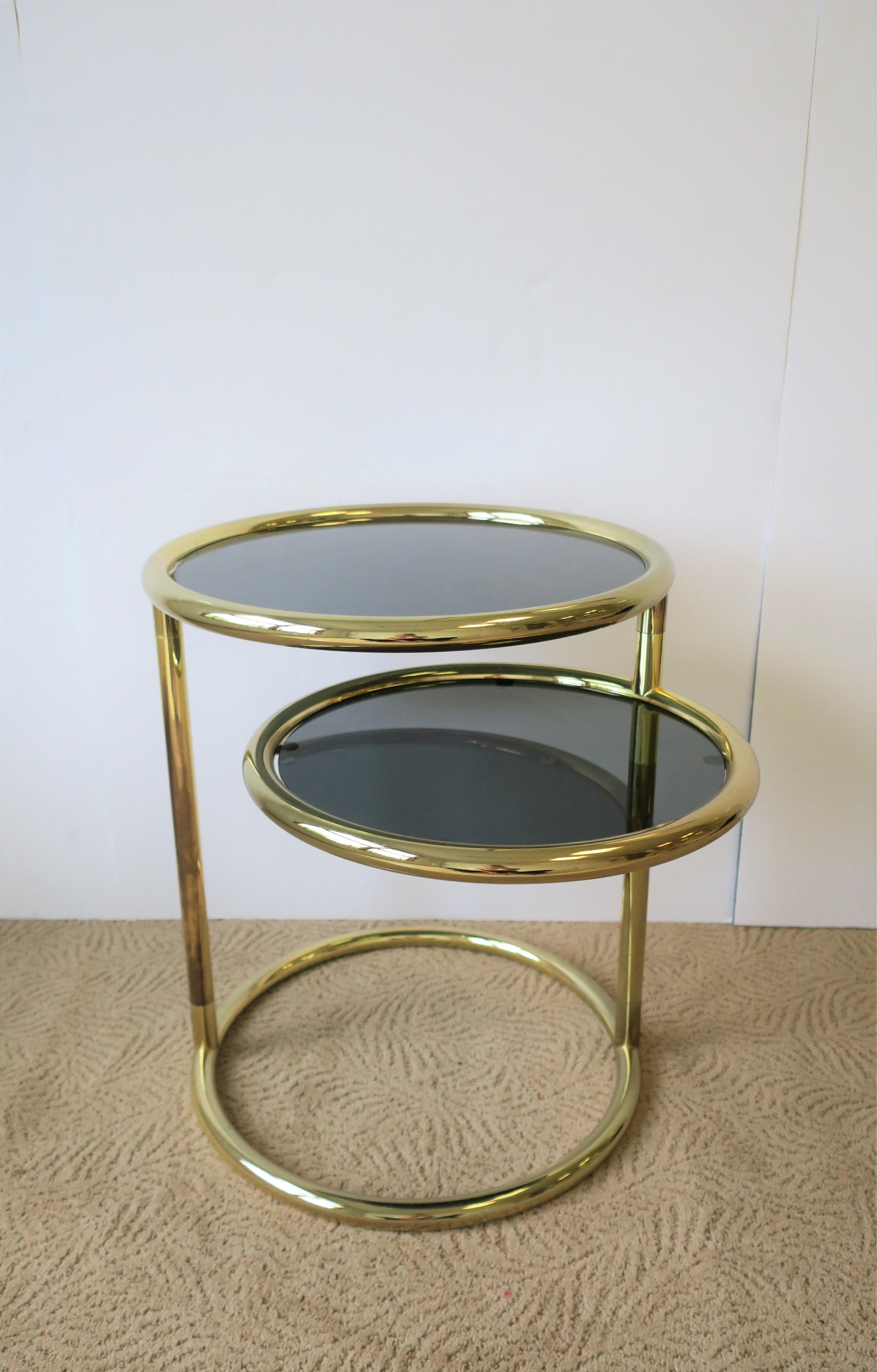 Modern Swivel Round Brass and Glass Side Table After Milo Baughman, ca. 1970s 8