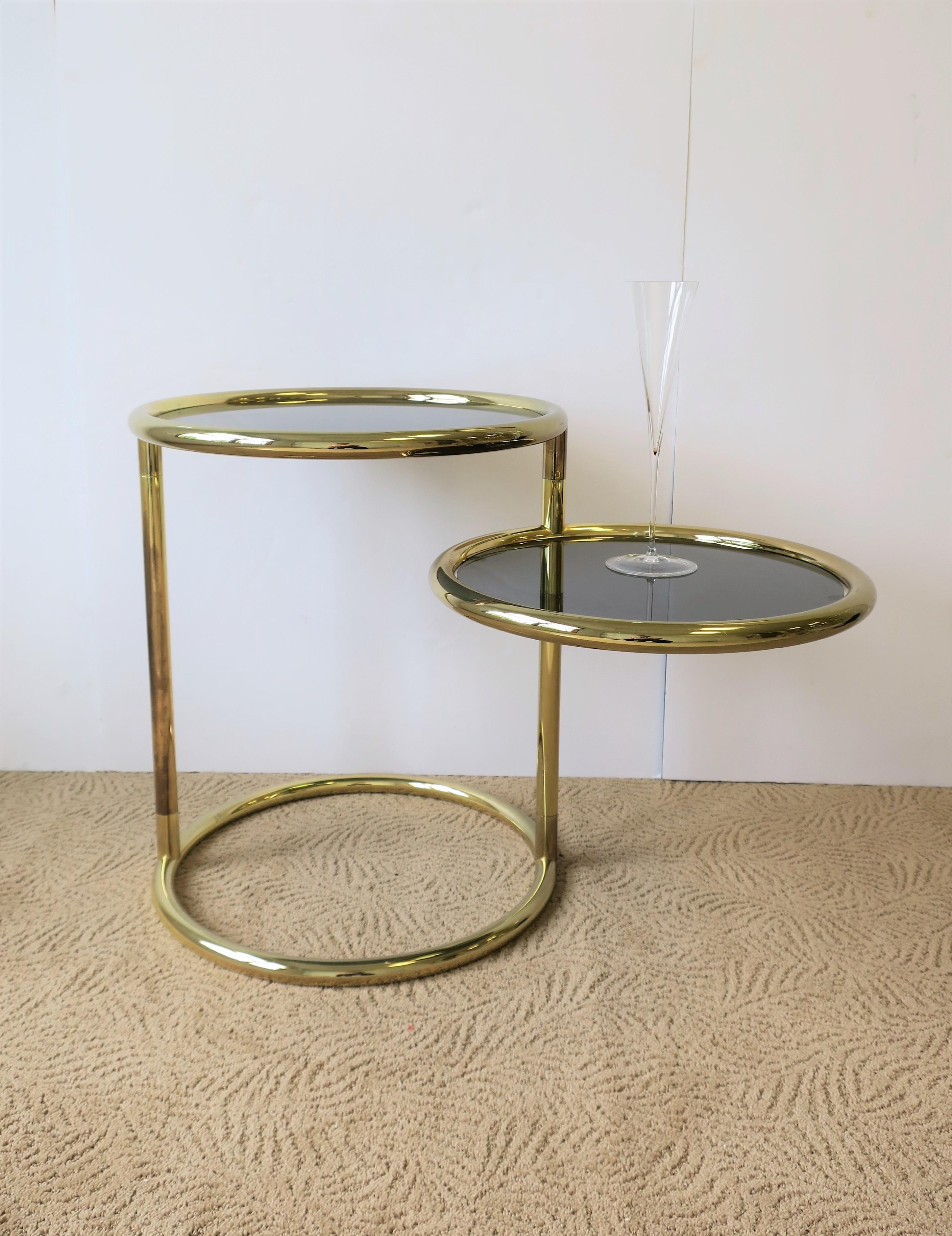 Modern Swivel Round Brass and Glass Side Table After Milo Baughman, ca. 1970s 10