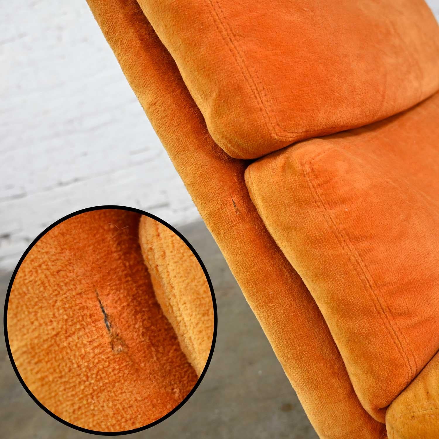 Chaise pantoufle pivotante moderne orange en chenille brossée et base chromée à 4 griffes en vente 3