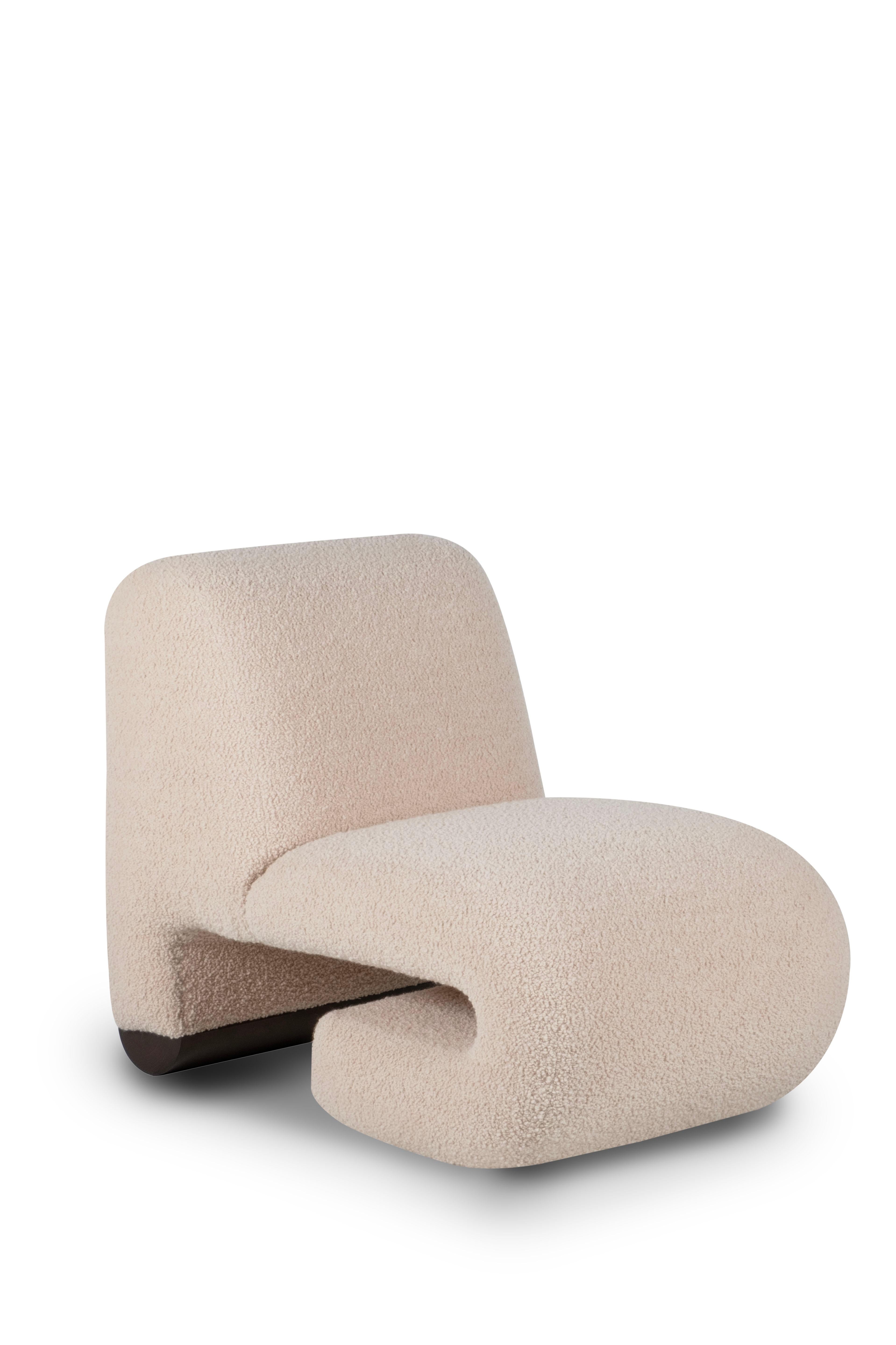 Portuguese Modern T50 Lounge Chair, Dedar Wool Bouclé, Handmade in Portugal by Greenapple For Sale