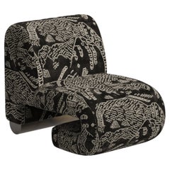 Modern T50 Lounge Chair, Dedar Jacquard, Brass, Handmade Portugal By Greenapple