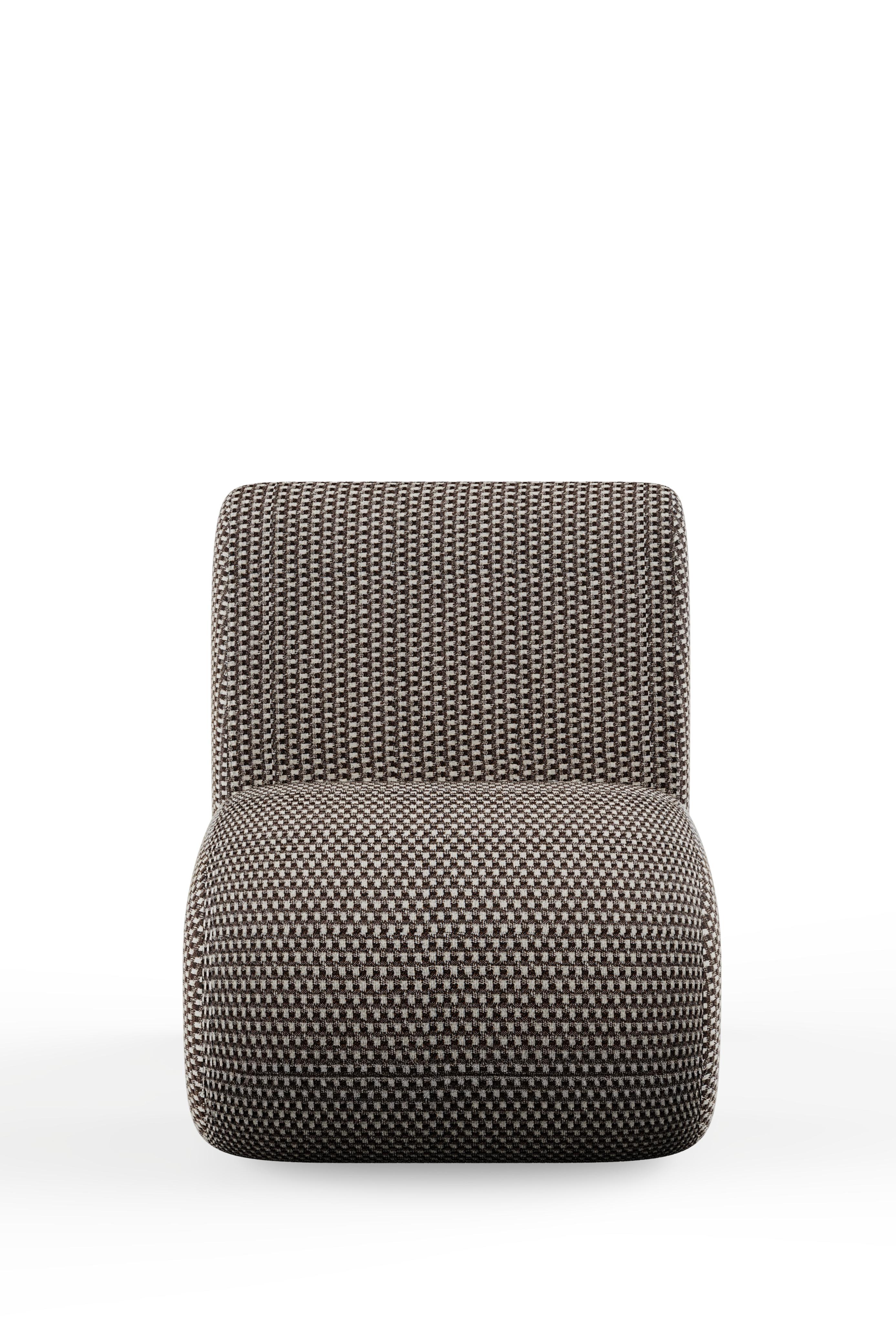 Silla de salón moderna T50, jacquard Dedar, nogal, hecha a mano Portugal By Greenapple Moderno en venta