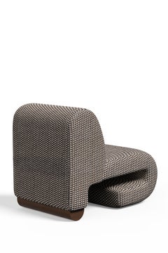 Sedia da salotto moderna T50, Dedar Jacquard, Noce, fatta a mano in Portogallo da Greenapple