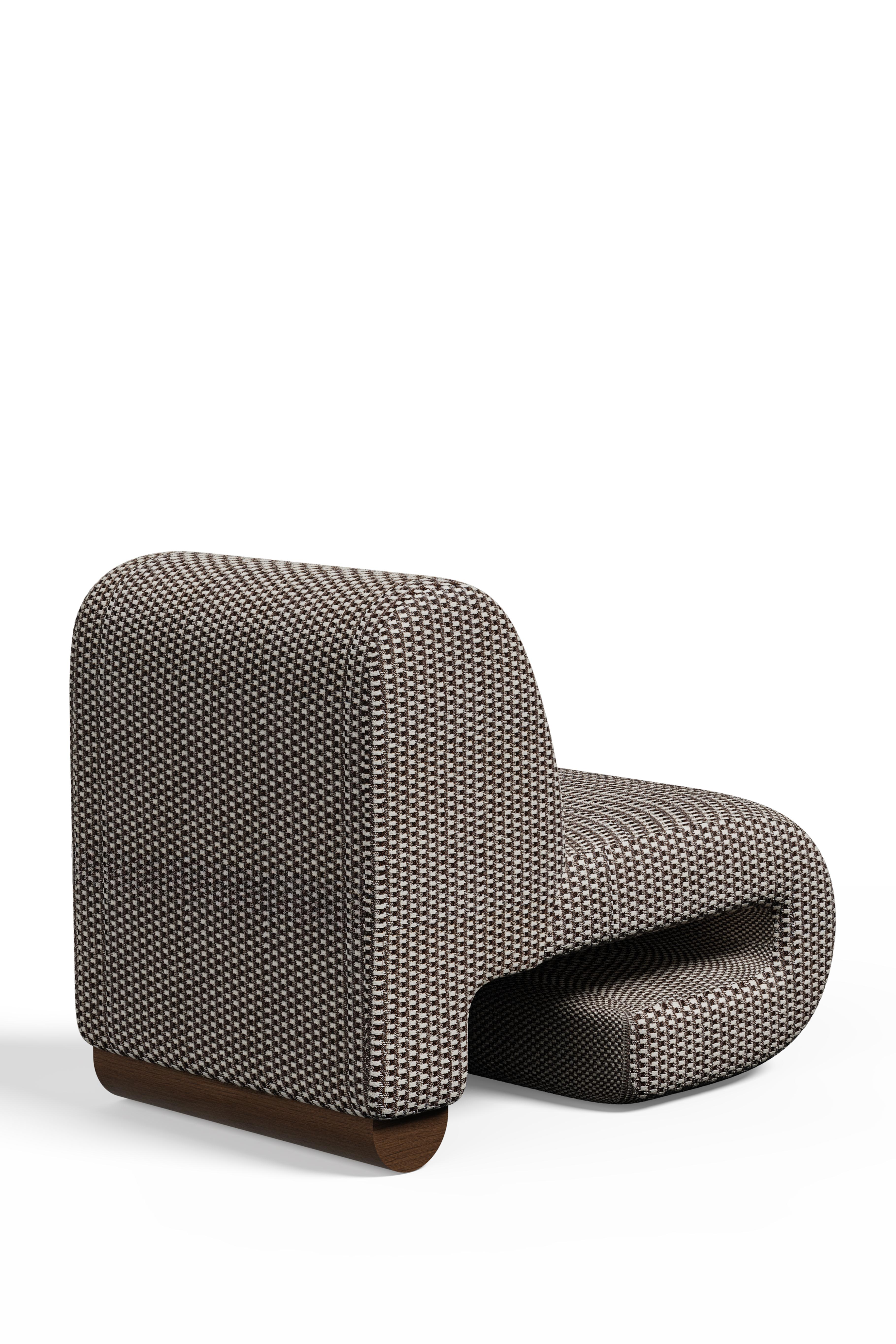 Silla de salón moderna T50, jacquard Dedar, nogal, hecha a mano Portugal By Greenapple Moderno en venta