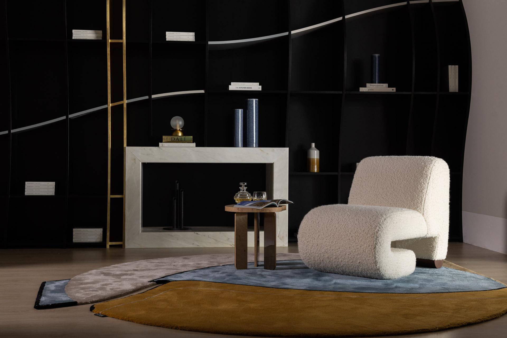 Silla de salón moderna T50, jacquard Dedar, nogal, hecha a mano Portugal By Greenapple en Nuevo estado para la venta en Lisboa, PT