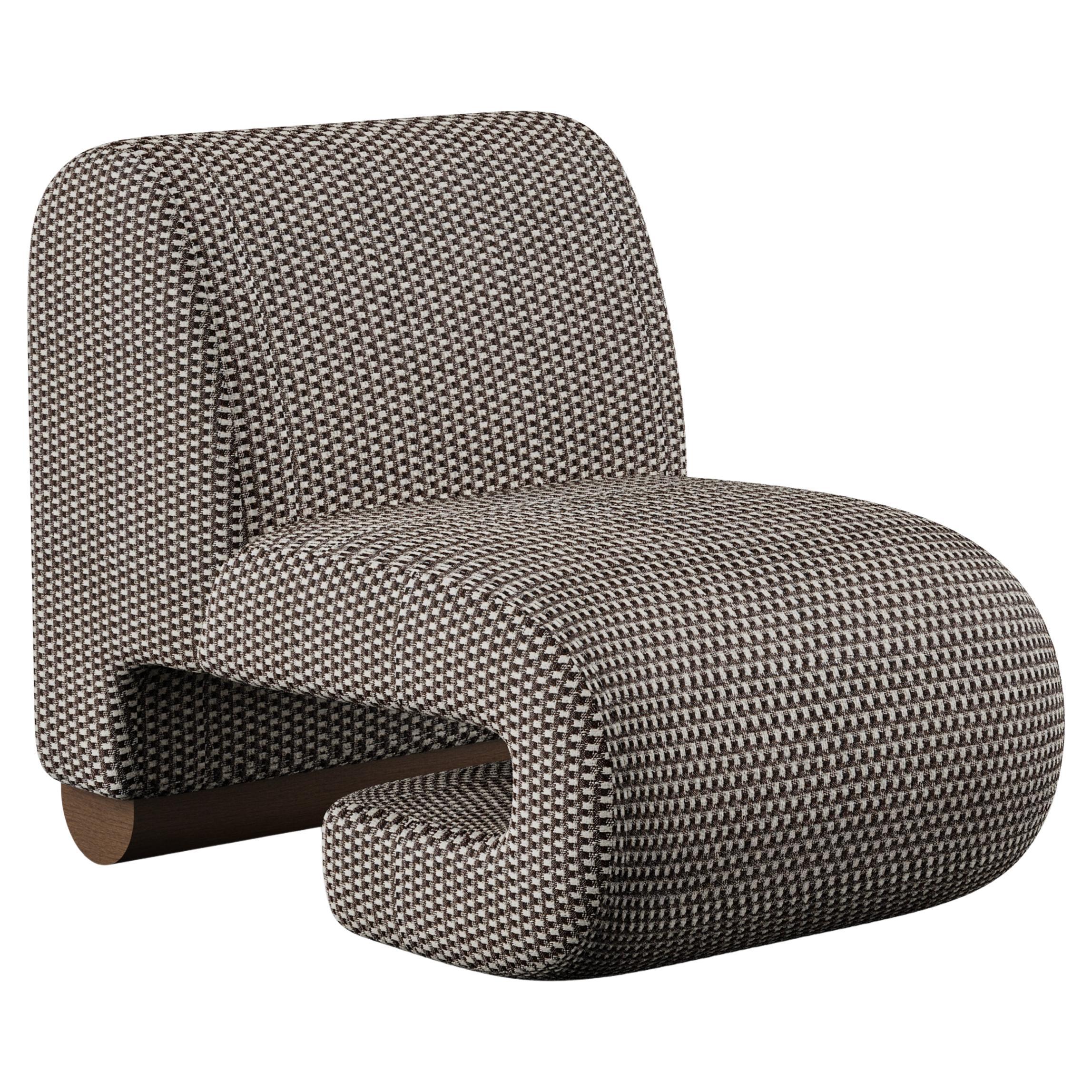Sedia da salotto moderna T50, Dedar Jacquard, Noce, fatta a mano in Portogallo da Greenapple