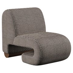 Modern T50 Lounge Chair, Dedar Jacquard, Walnut, Handmade Portugal By Greenapple