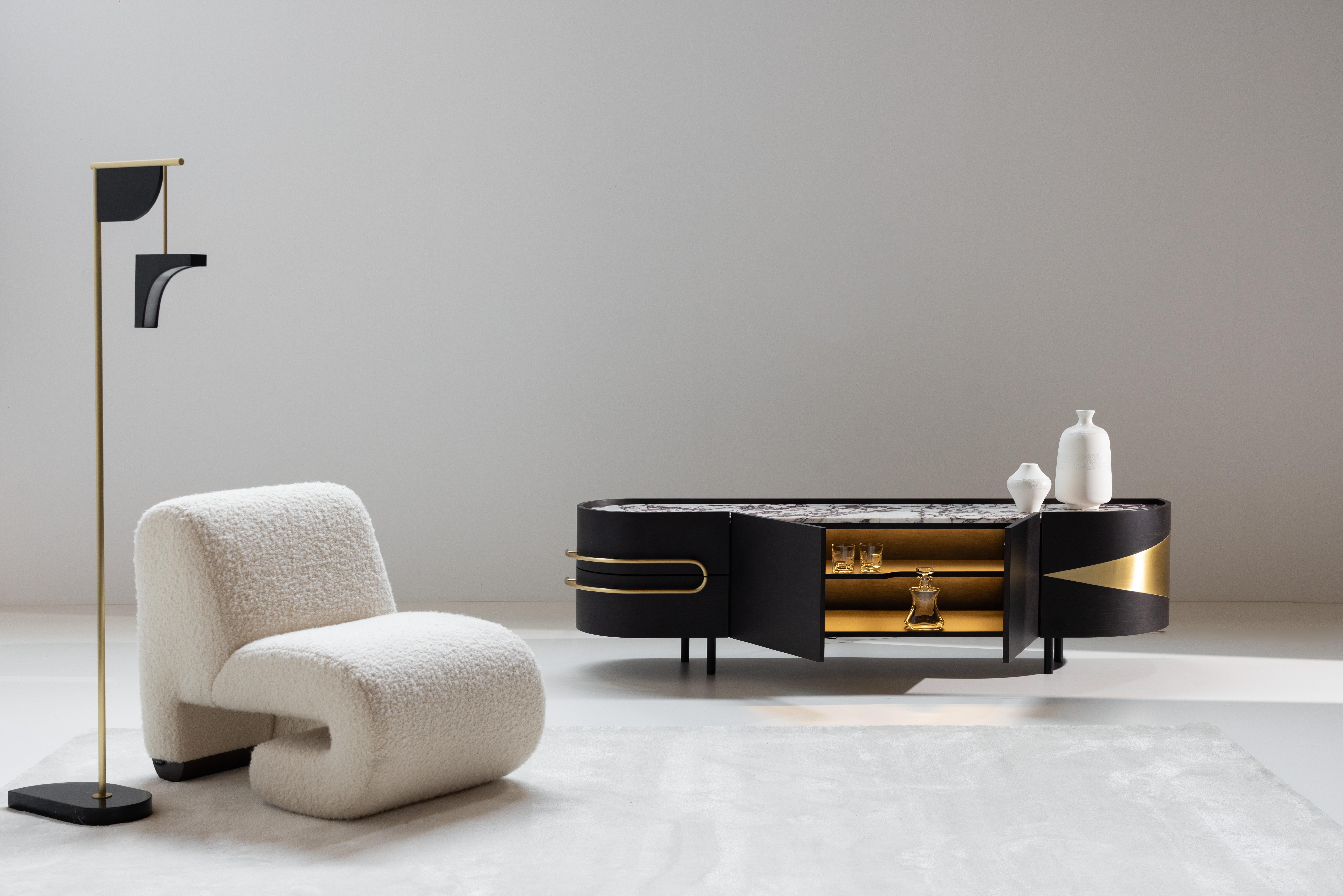 Modern T50 Lounge Chair, Pierre Frey Bouclé, handgefertigt in Portugal von Greenapple im Angebot 10