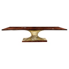 Modern Table in Brass and Walnut "Coquillage"