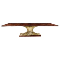 Tavolo moderno in ottone e noce "Coquillage