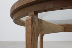 Modern table in ceder wood and glass, Italy late 20th century
