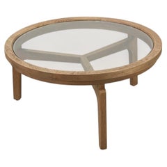 Modern table in ceder wood and glass, Italy late 20th century