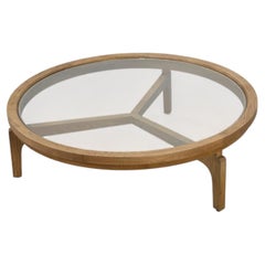 Table moderne en bois de cèdre et verre, Italie fin du 20e siècle