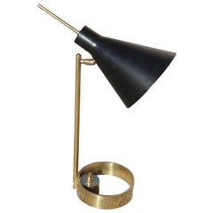 Modern Table Lamp Arredoluce Stilnovo Design Italian Manufacturing Black Gold 