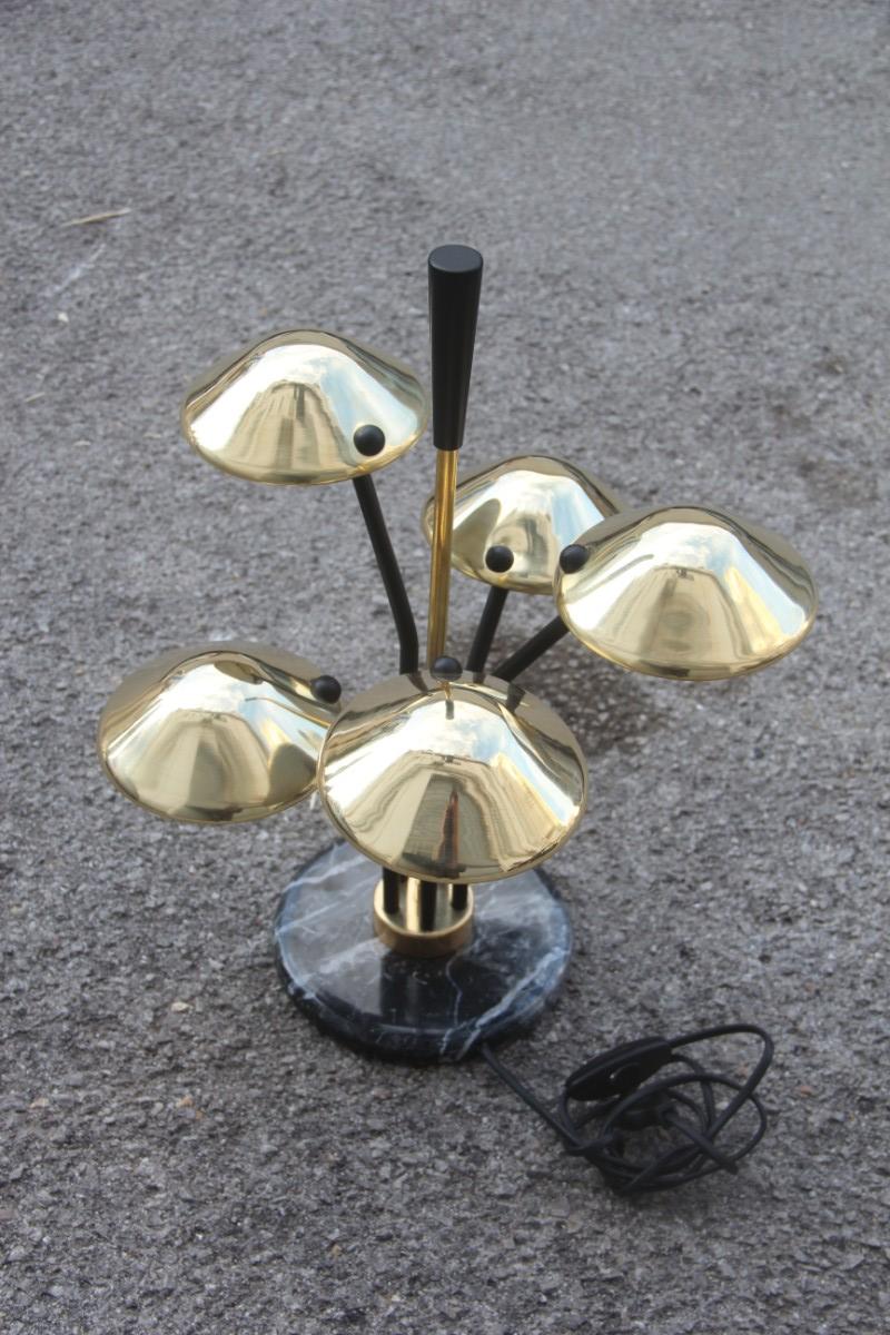 Modern Table Lamp Black and Gold Brass Many Mushroom Inspired Midcentury For Sale 10