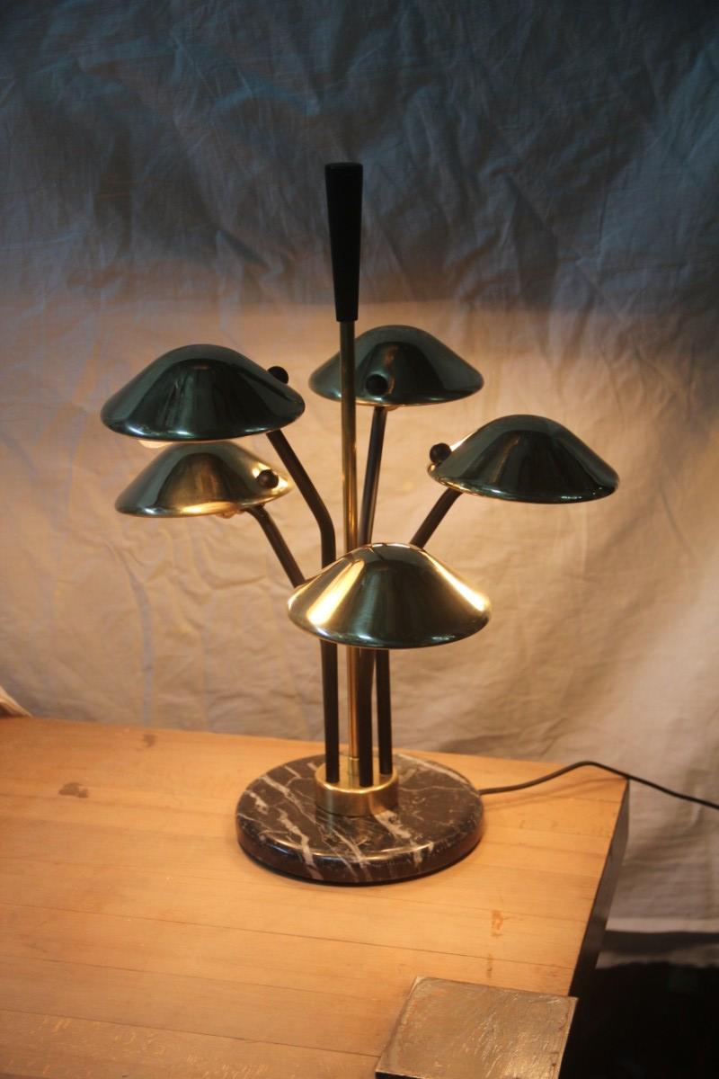 Italian Modern Table Lamp Black and Gold Brass Many Mushroom Inspired Midcentury For Sale